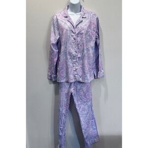 Lauren Ralph Lauren Womens PJ Set Paisley Print XL Button Down Pants Sleepwear